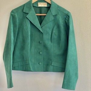 VTG Posh by Jay Anderson green Ultra suede jacket Women’s Size 10‎ Button Down